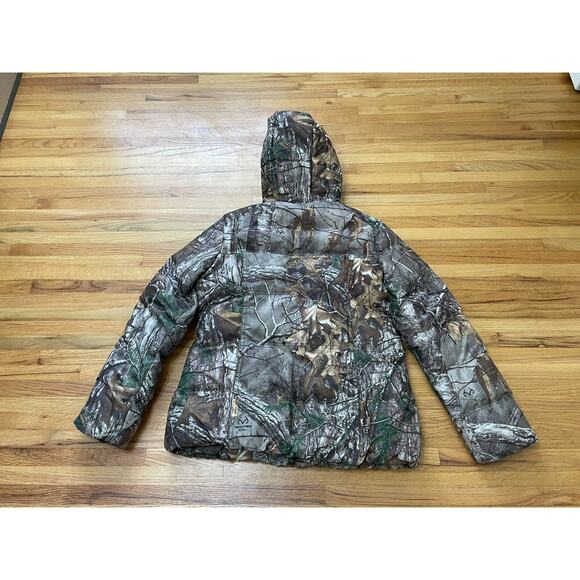 Realtree Hunting Puffer Jacket Mens L Brown Camouflage Long Sleeve Full Zip - Picture 2 of 11